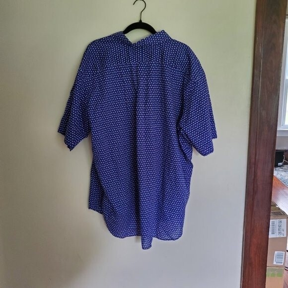 Ralph Lauren Big and Tall Blue Printed Short Sleeve Button Down Shirt - Picture 6 of 6